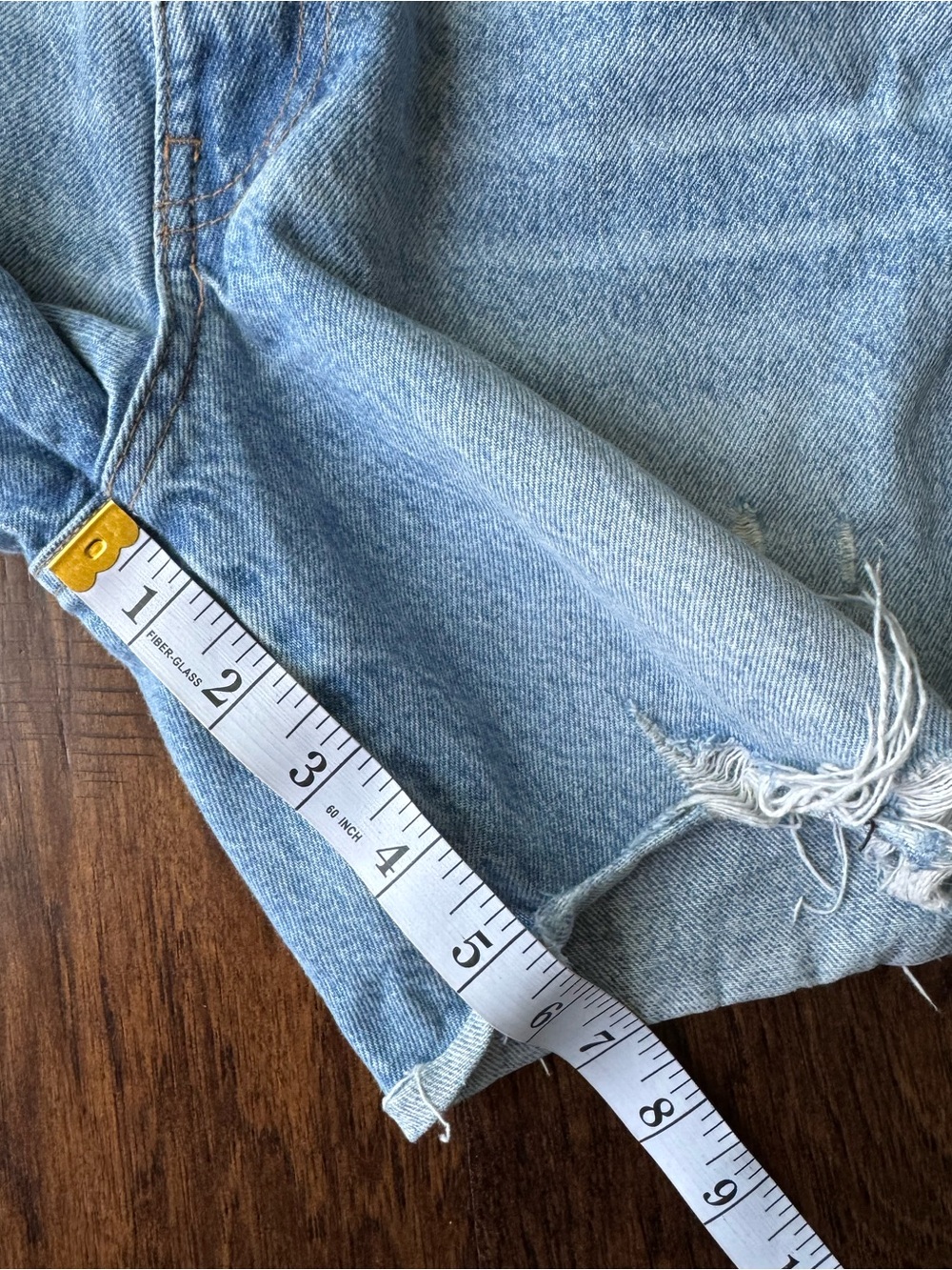Zara Light Blue Distressed Denim Shorts Size 4 - Picture 5 of 7